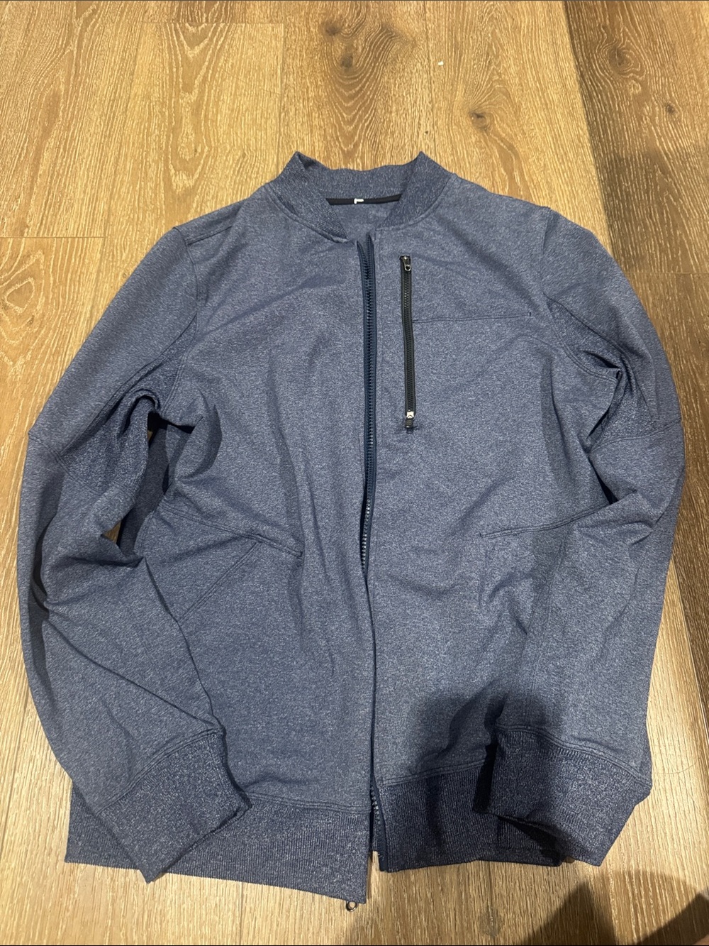 Lululemon Men's Navy Blue Zip-Up Bomber Jacket